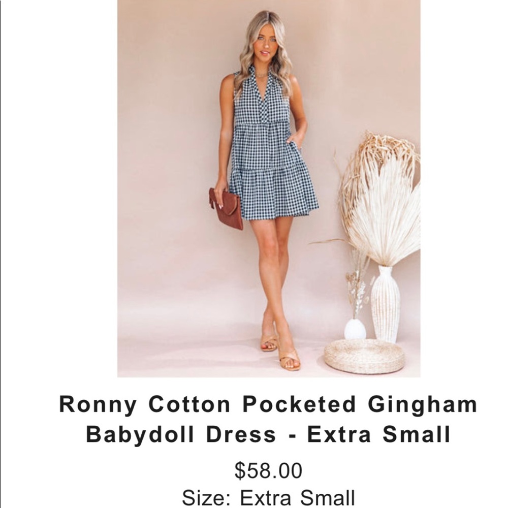 Gingham babydoll dress. Vici. Worn once. Size XS.